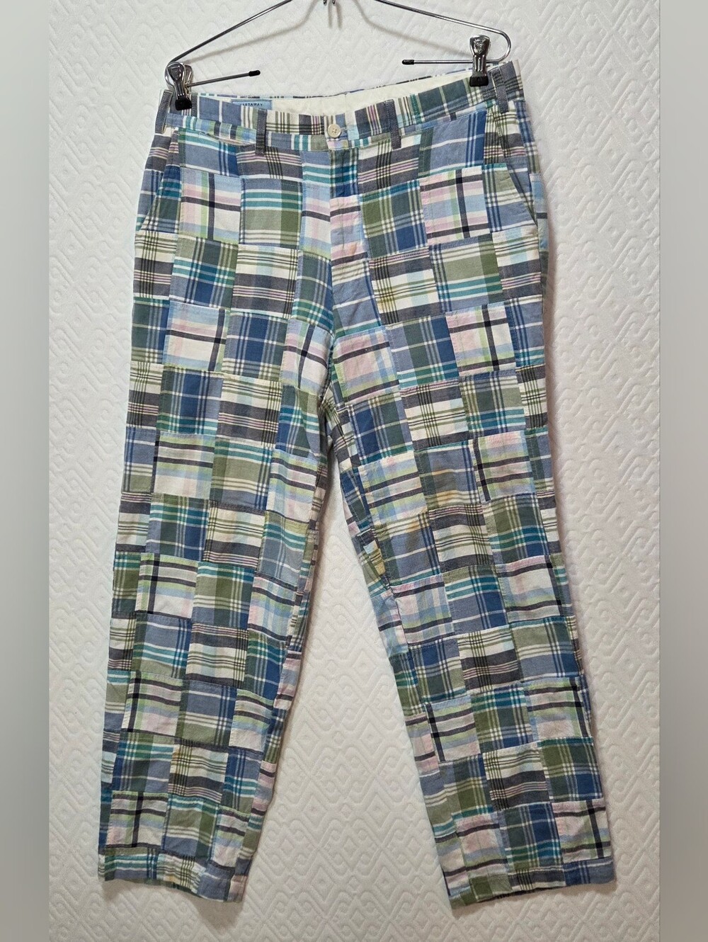Men's Castaway Nantucket Island Patchwork Madras Pants 32x28 Cotton Lightweight
